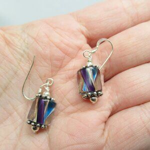 Cane glass bead earrings